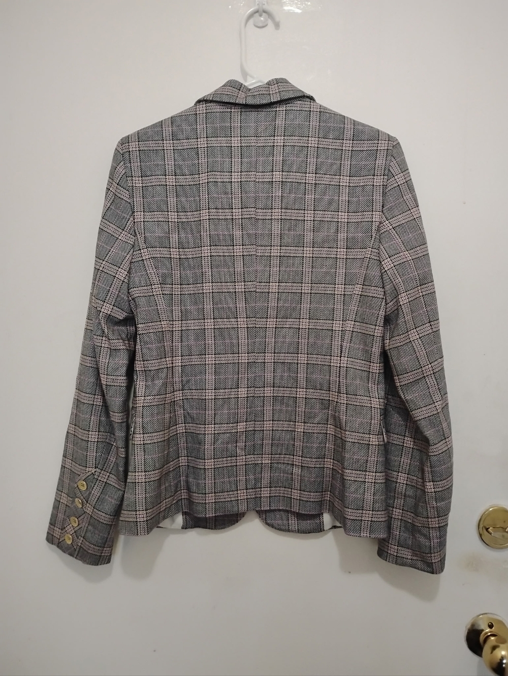 MOS MOSH Blake Ezra Plaid Blazer Size 34 Tailored Pink And Gray Jacket - Picture 2 of 10